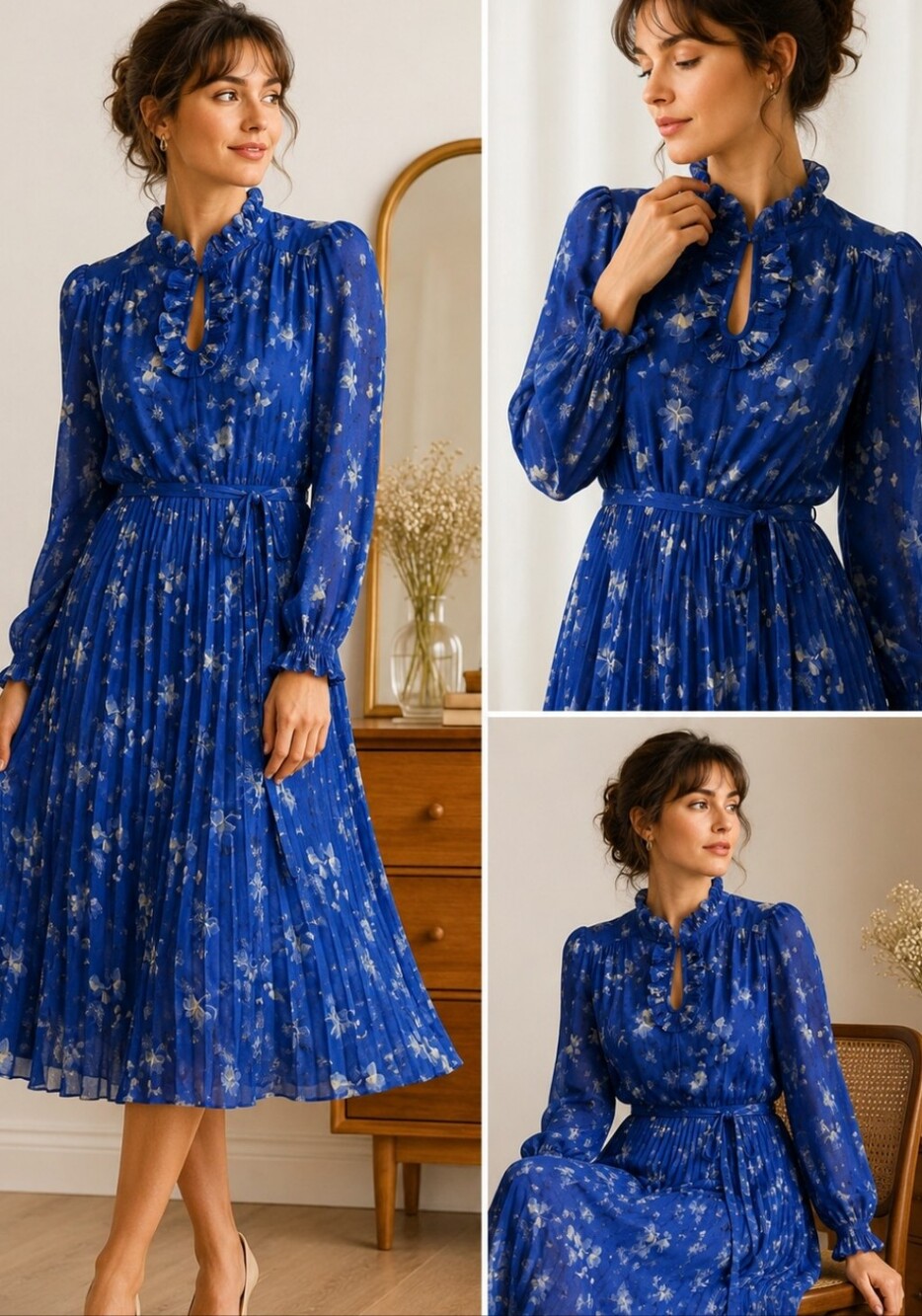Vintage D'Allaird's Blue Floral Prairie Dress Size 10 Cottagecore Size Medium